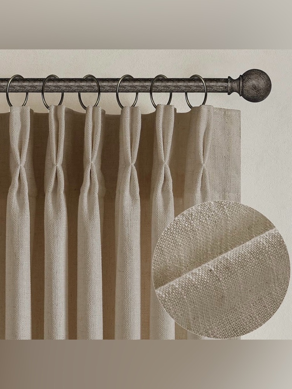 TWODRAPES | Textured Linen Burlap Curtains 84 Inches Long 2 Panels Neutral